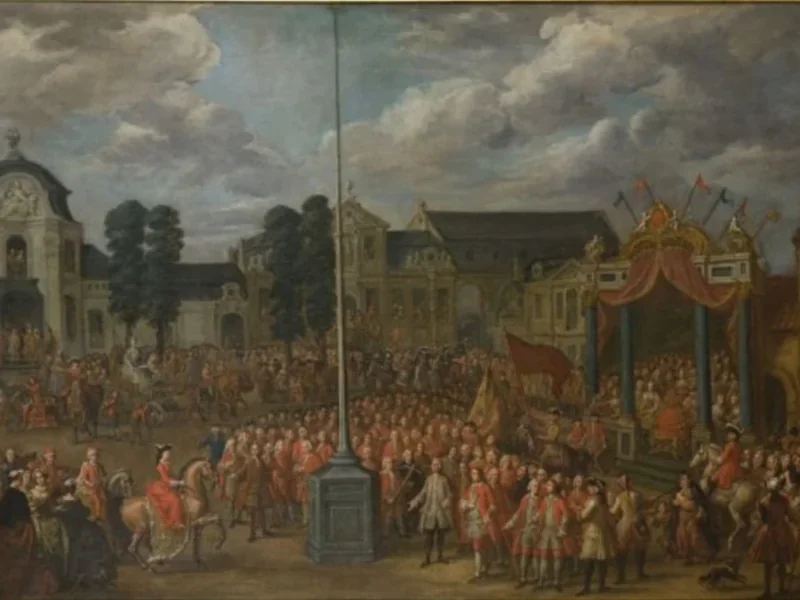 1698-Philips Karel Marissal - Il principe Carlo di Lorena alla battuta di caccia alle ghiandaie della Gilda di San Giorgio sul Kouter a Gand nel
